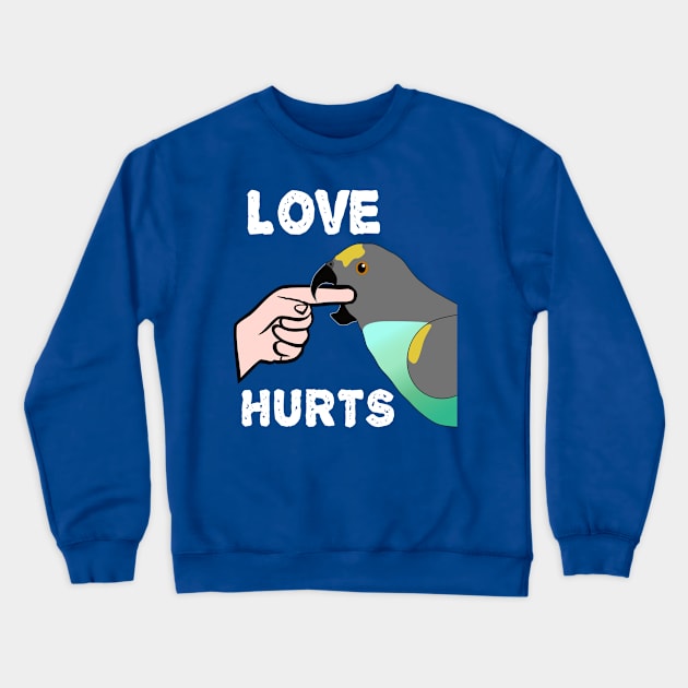 Love Hurts Meyers Parrot Crewneck Sweatshirt by Einstein Parrot